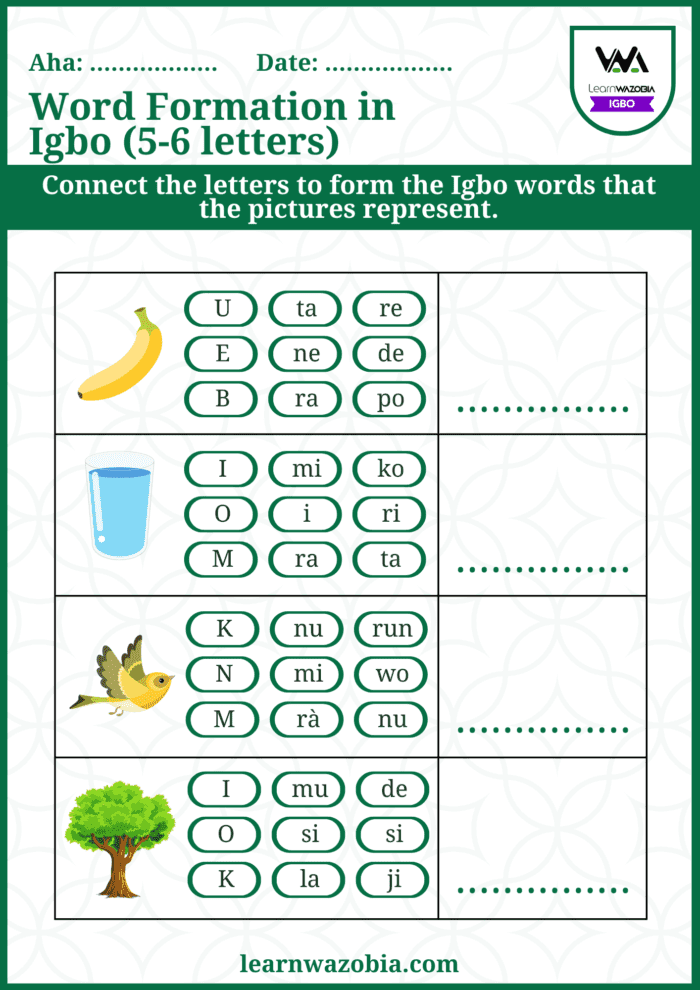 Introduction to Igbo Printable Worksheets for Children (Level 1) - Image 4